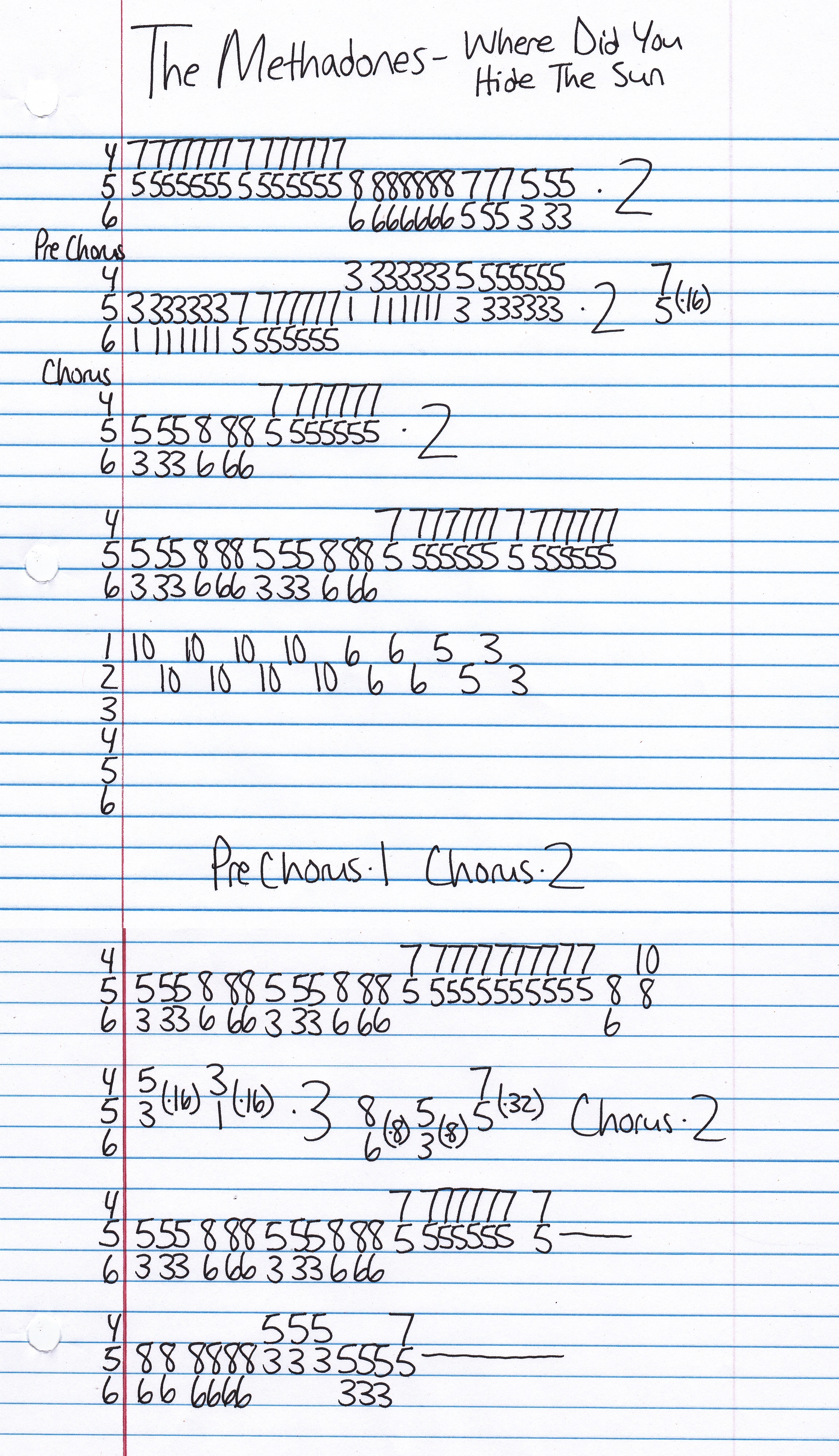 High quality guitar tab for Where Did You Hide The Sun by The Methadones off of the album This Won't Hurt. ***Complete and accurate guitar tab!***